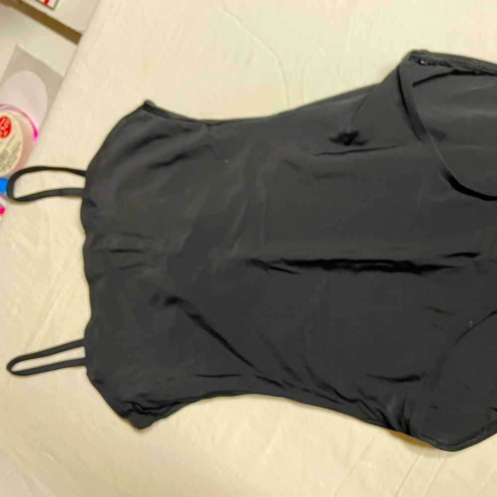 Dance leotard, shorts, sweater wrap and bun cover